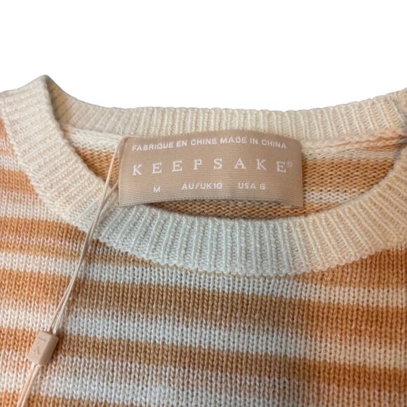 Keepsake Striped Peach Cream Sweater M NWT | Merino Wool Cashmere Knit - Picture 3 of 4